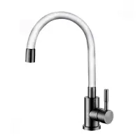 Смеситель для кухни Mixxus SUS-011 Refl. White с силик.гусаком из нерж. стали SUS304 картридж 35мм  