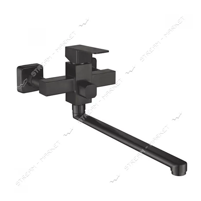 Смеситель для ванны длинный Mixxus KUB-006 Euro Black из нерж. стали SUS304 картридж 35мм