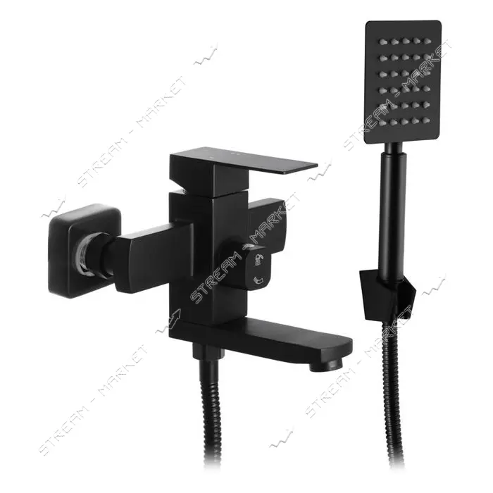 Смеситель для ванны короткий Mixxus KUB-009 Euro Black из нерж. стали SUS304 картридж 35мм          