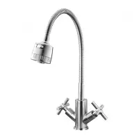 Смеситель для кухни Mixxus DVE-011 Reflector с рефлекторным изливом из нержавеющей стали            