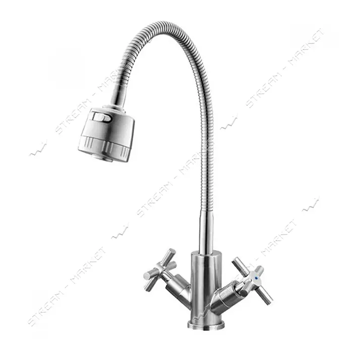 Смеситель для кухни Mixxus DVE-011 Reflector с рефлекторным изливом из нержавеющей стали