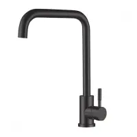 Смеситель для кухни Mixxus SUS-011-G BLACK Г-образный излив из нержавеющей стали SUS304             