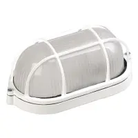Светильник Techno Systems НПП1402-60W-E27-IP65 овал с решеткой белый                                