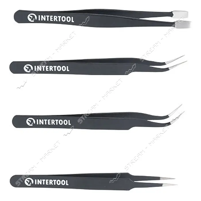 Набор антистатических пинцетов Intertool NT-6001 4шт