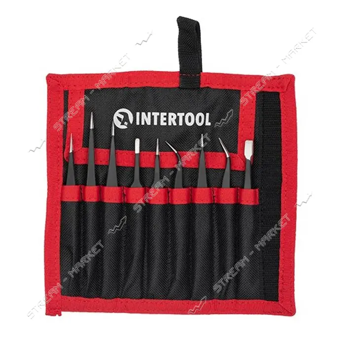 Набор радиотехнических пинцетов Intertool NT-602 9шт антистатические в чехле