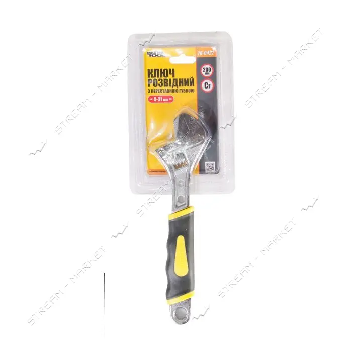 Ключ разводной Mastertool 76-0422 200мм 0-31мм с двухкомпонентной ручкой переставная губка          