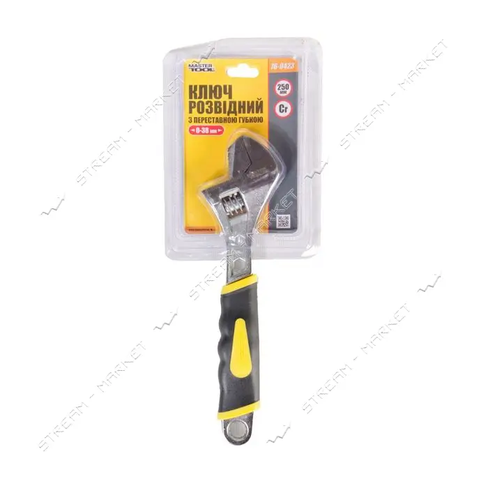 Ключ разводной Mastertool 76-0423 250мм 0-38мм с двухкомпонентной ручкой переставная губка
