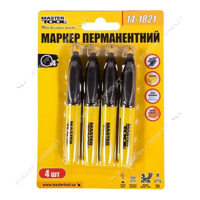 Маркер перманентный MasterTool 14-1821 4шт черный                                                   