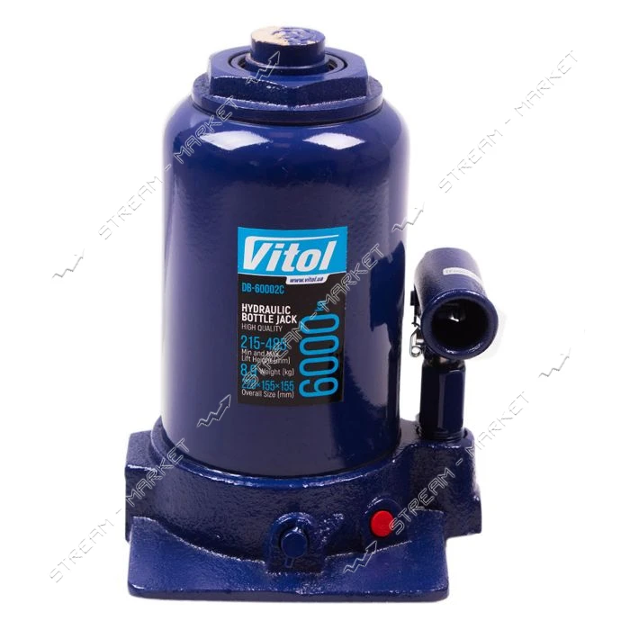 Домкрат гидравлический телескоп. Vitol ДБ-60002Ц 6т 2х цилиндровый 215-495мм