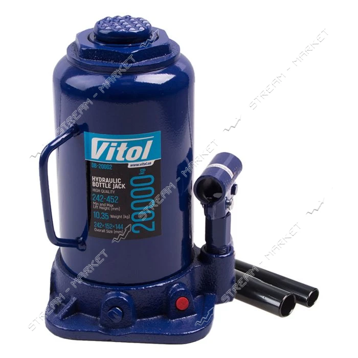 Домкрат гидравлический телескоп. Vitol ДБ-20002/Т92004 20т 242-452мм