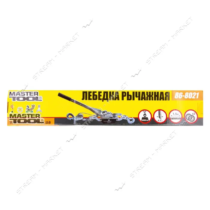 Лебедка рычажная Mastertool 86-8021 2т 2 положения трос 4.5мм x 1.5м
