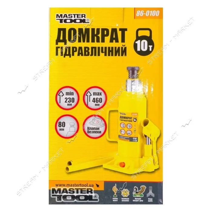 Домкрат гидравлический Master-Tool 86-0100 бутылочный 10т 230-460мм