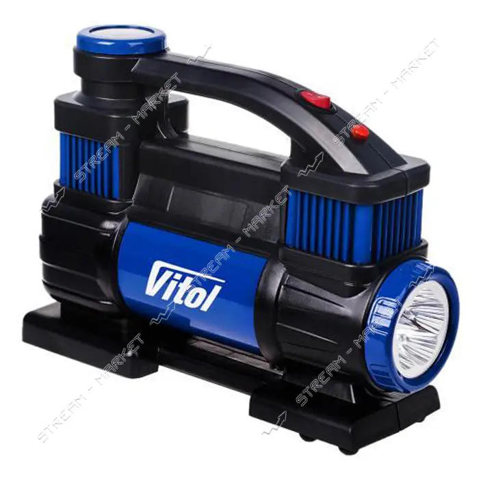 Компрессор Vitol K-70 150psi 23А 90л/мин 2 цилиндра с клеммами плюс шланг 5м
