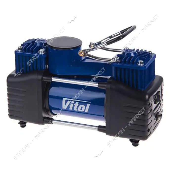 Компрессор Vitol K-72 150psi 25A 90л/мин 2 цилиндра с клеммами плюс шланг 5м