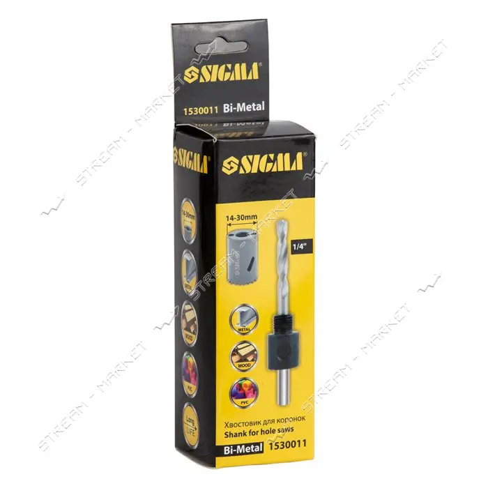 Хвостовик для коронок Sigma 1530011 биметаллический 1/4" 14-30мм                                    