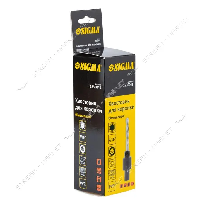 Хвостовик для коронок Sigma 1530041 биметаллический 7/16" HEX 32-210мм