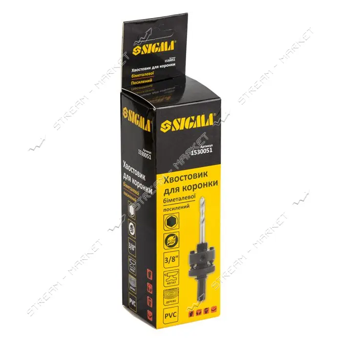 Хвостовик для коронок Sigma 1530051 биметаллический 3/8" HEX 32-210мм
