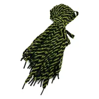 Шнурки с салатовым штрихом из полиэстра плоские 100см черные
