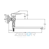 Смеситель для ванны Zegor PUD6 Euro длинный картридж 35мм