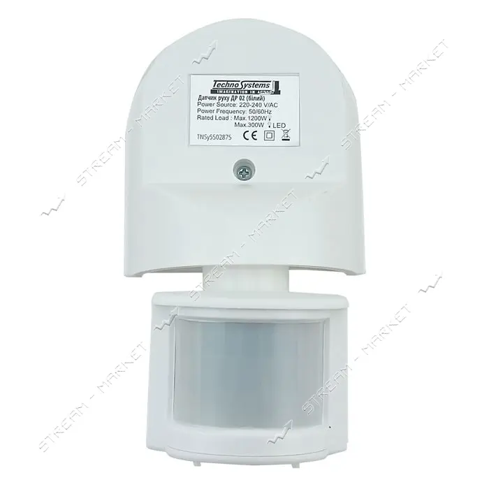 Датчик движения Techno Systems ДР 02 1200Вт 180 градусов 12м IP44 белый                             