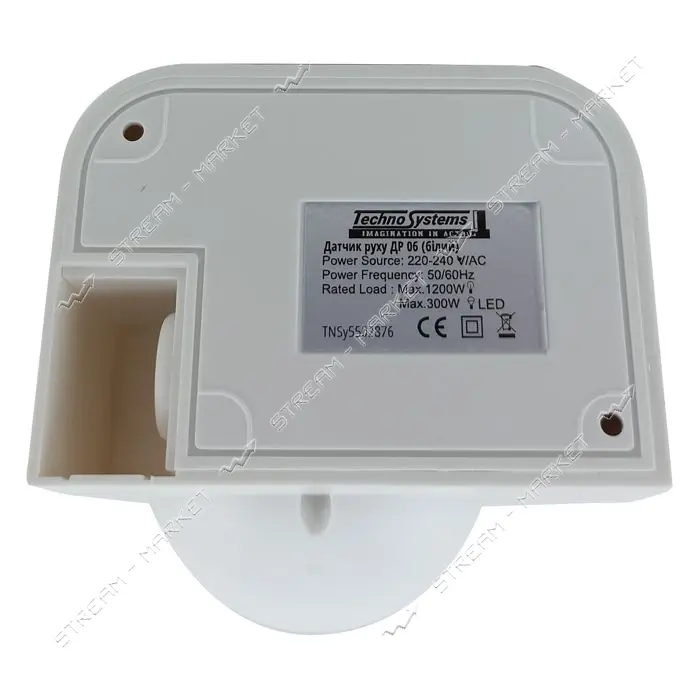 Датчик движения Techno Systems ДР 06 1200Вт 180 градусов 12м IP44 белый                             