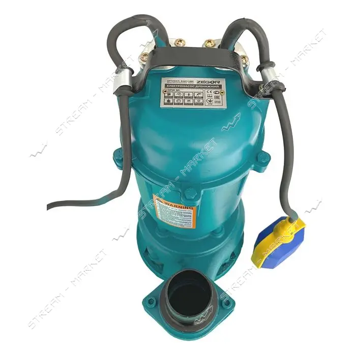 Насос дренажно-фекальний Zegor BQD1100F 1.1kw H10м Q10м.куб/год кабель 8м з поплав чавун корпус