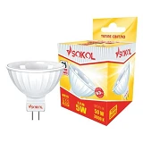 Лампа светодиодная SOKOL MR16 5W 220V 3000К GU5.3                                                   