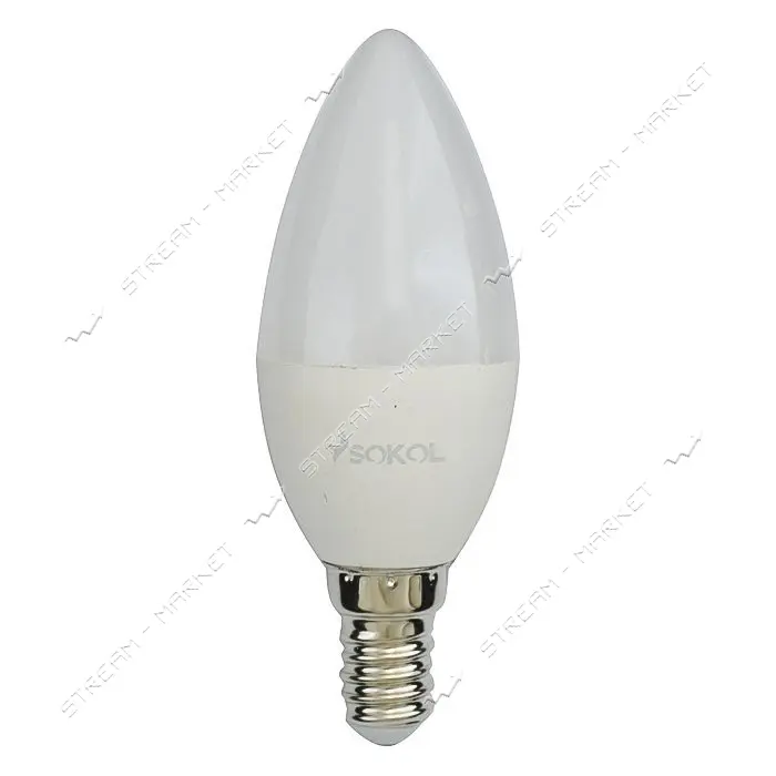 Лампа светодиодная SOKOL C37 cвеча 6W 4100К Е14