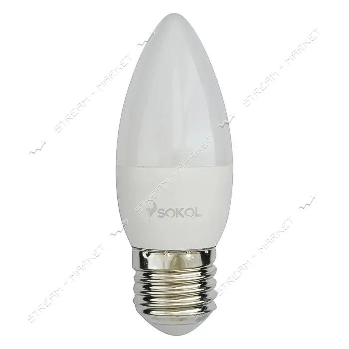 Лампа светодиодная SOKOL C37 свеча 8W 4100К нейтральная Е27