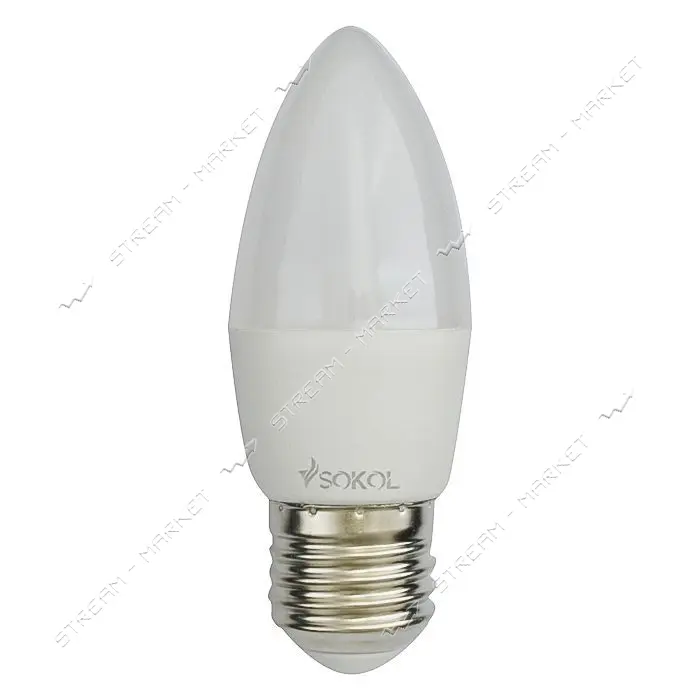 Лампа светодиодная SOKOL C37 свеча 6W 4100К Е27                                                     