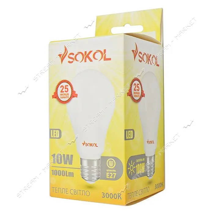 Лампа светодиодная SOKOL A60 10W 3000К E27