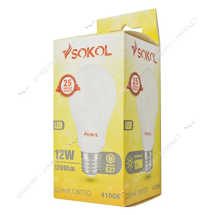 Лампа светодиодная SOKOL A60 12W 4100К E27