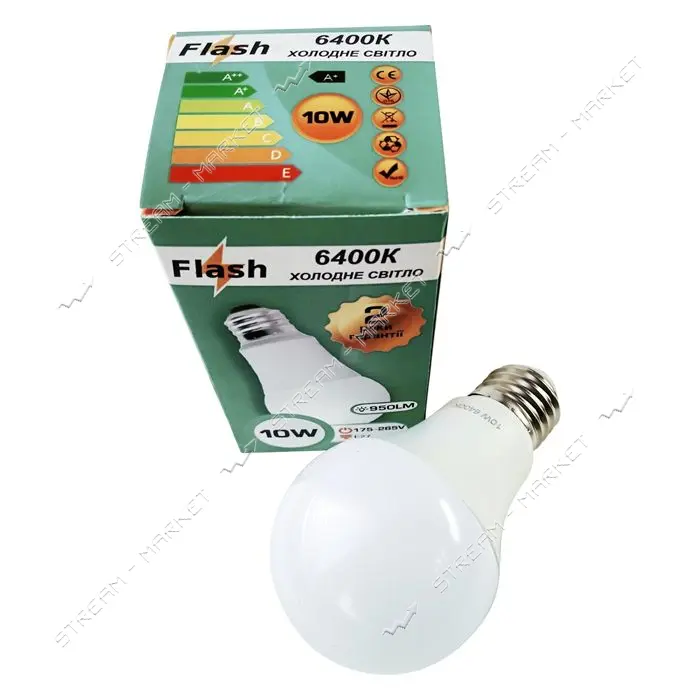 Лампа светодиодная Flash A60 10W 6400K 950lm E27 холодный свет