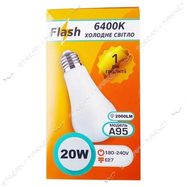 Лампа светодиодная Flash А95 20W 6400K 2000lm E27 холодный свет