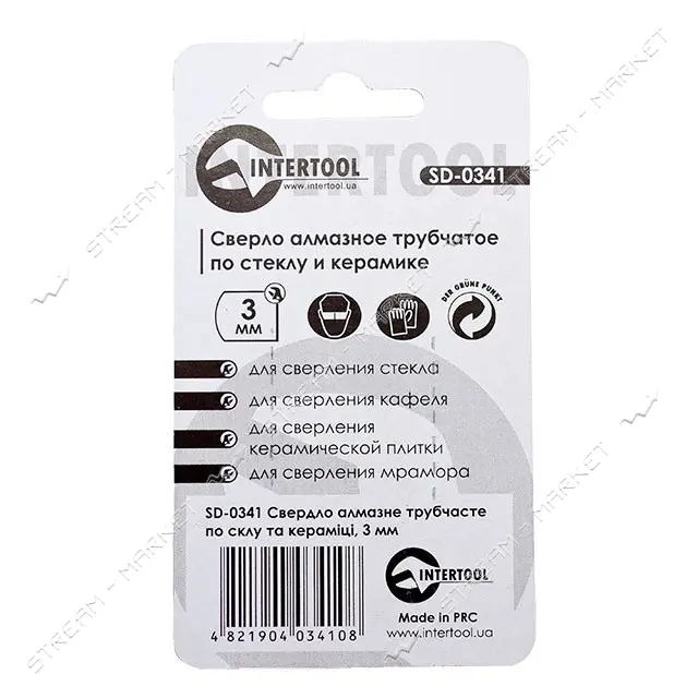 Коронки трубчатые по стеклу и керамике Intertool SD-0341 3мм .2шт