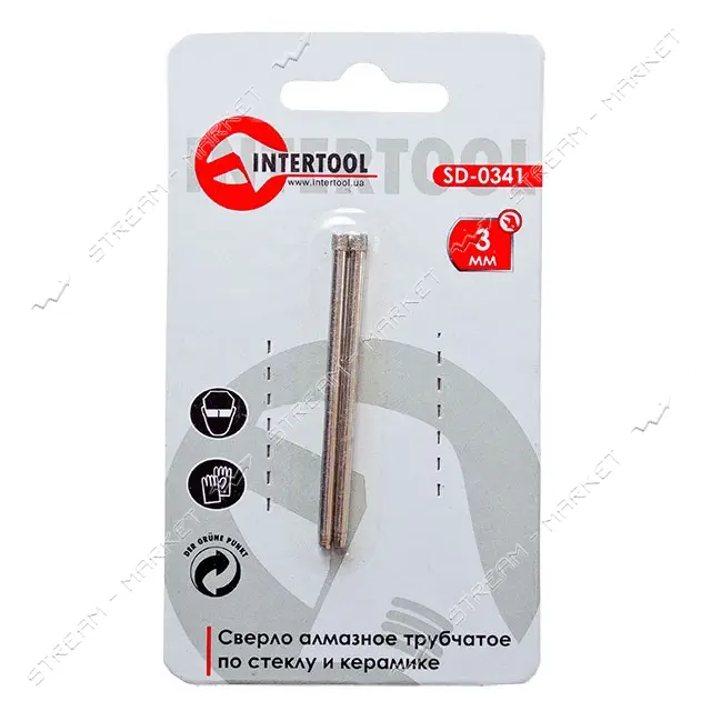 Коронки трубчатые по стеклу и керамике Intertool SD-0341 3мм .2шт