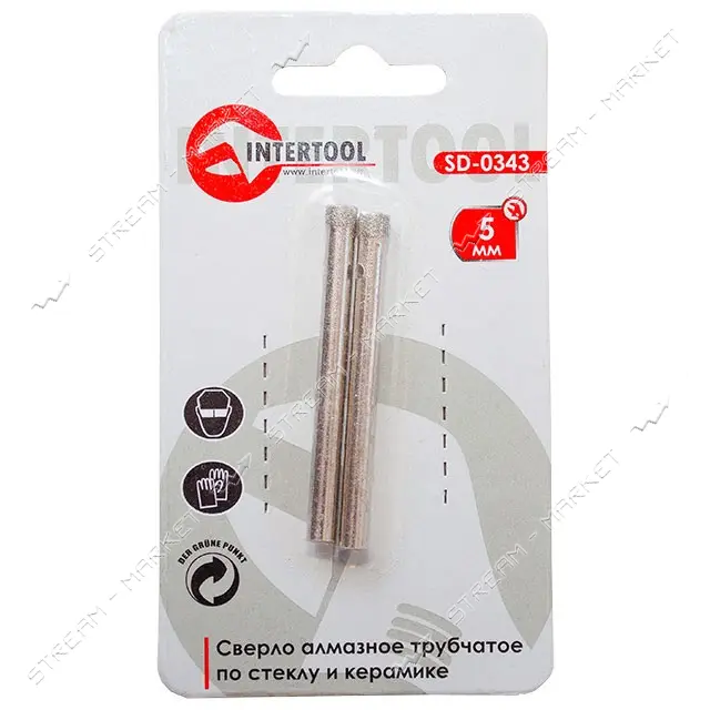Коронки трубчатые по стеклу и керамике Intertool SD-0343 5мм 2шт