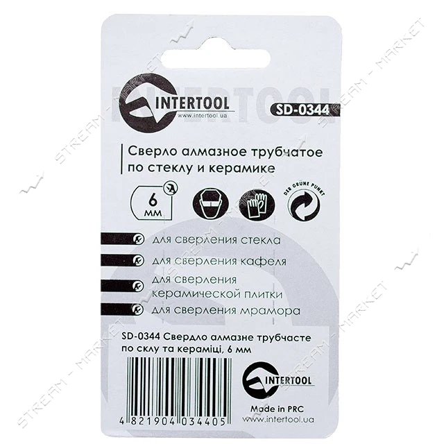 Коронки трубчатые по стеклу и керамике Intertool SD-0344 6мм 2шт                                    
