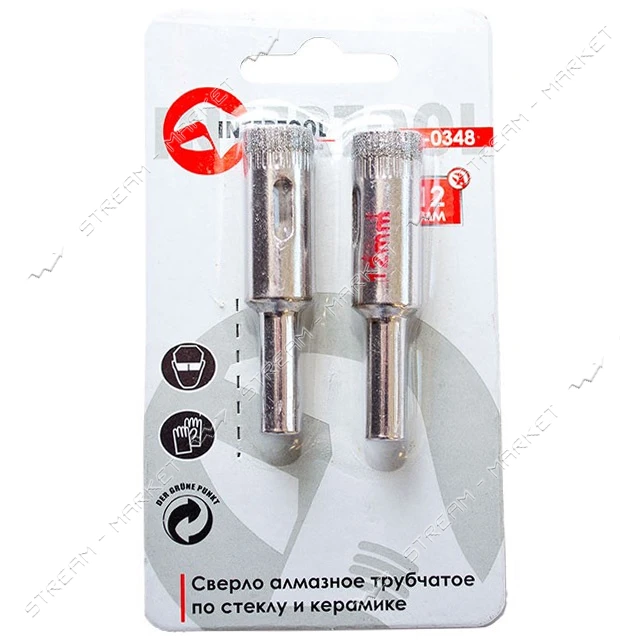 Коронки трубчатые по стеклу и керамике Intertool SD-0349 14мм.2шт