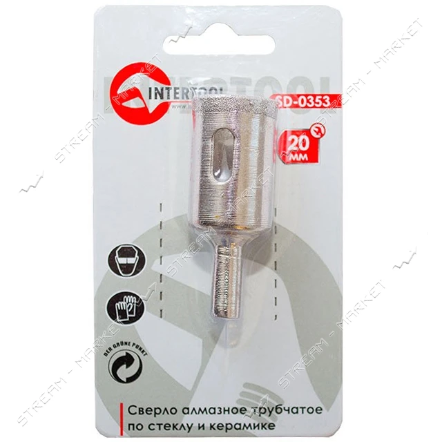 Коронки трубчатые по стеклу и керамике Intertool SD-0353 20мм