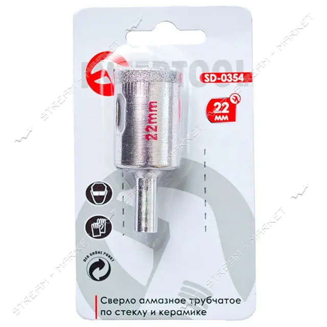 Коронки трубчатые по стеклу и керамике Intertool SD-0354 22мм