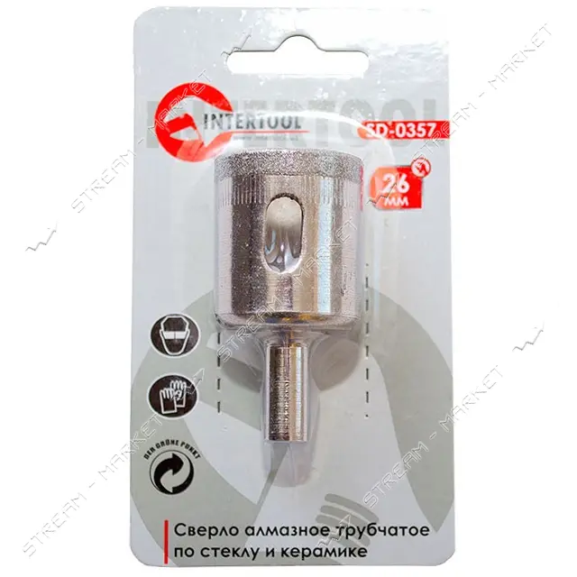 Коронки трубчатые по стеклу и керамике Intertool SD-0357 26мм