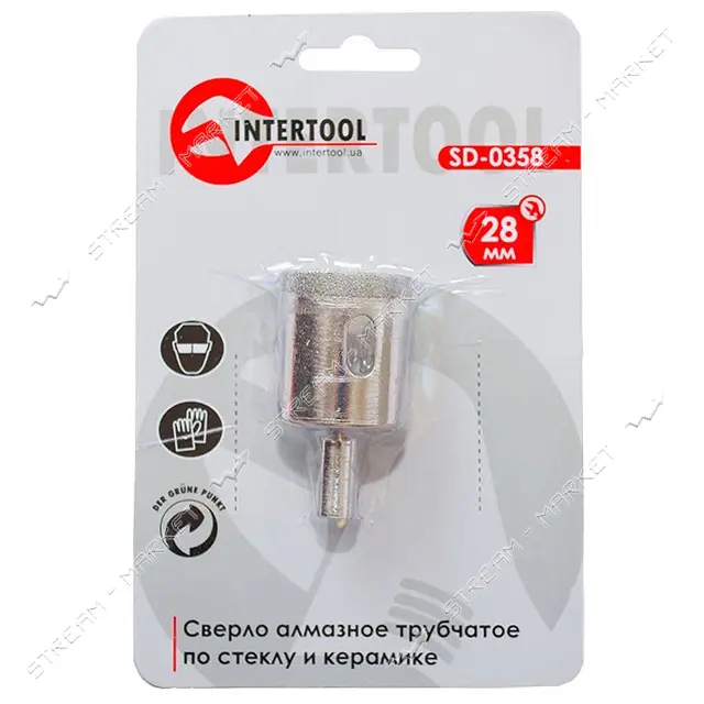 Коронки трубчатые по стеклу и керамике Intertool SD-0358 28мм