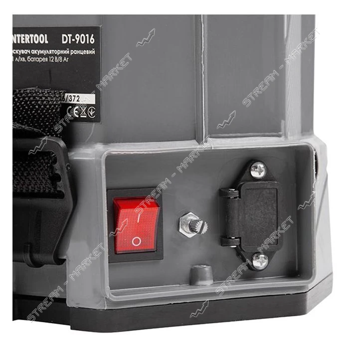 Опрыскиватель аккумуляторный Intertool DT-9016 ранцевой 16л 3.1л/мин батарея 12 В/8 Ач