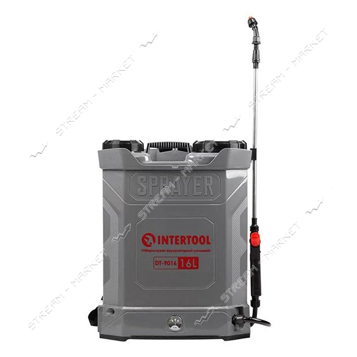 Опрыскиватель аккумуляторный Intertool DT-9016 ранцевой 16л 3.1л/мин батарея 12 В/8 Ач