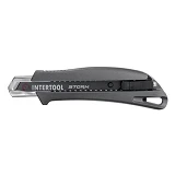 Нож сегментный Intertool HT-0534 18мм алюминиевая рукоятка металлическая направляющая STORM