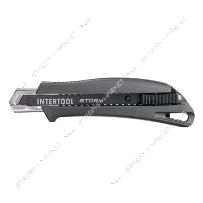 Нож сегментный Intertool HT-0534 18мм алюминиевая рукоятка металлическая направляющая STORM