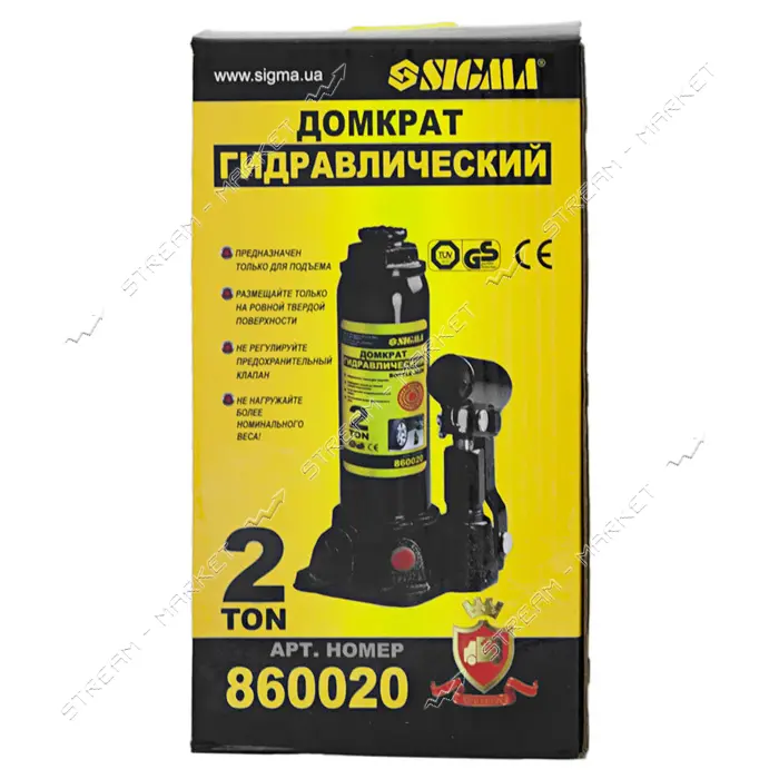 Домкрат гидравлический Sigma 6101021 860020 бутылка 2т                                              