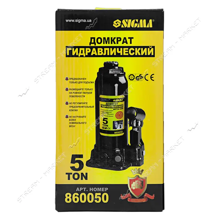 Домкрат гидравлический Sigma 6101051 860050 бутылка 5т