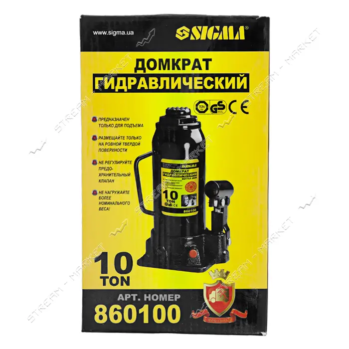 Домкрат гидравлический Sigma 6101101 860100 бутылка 10т